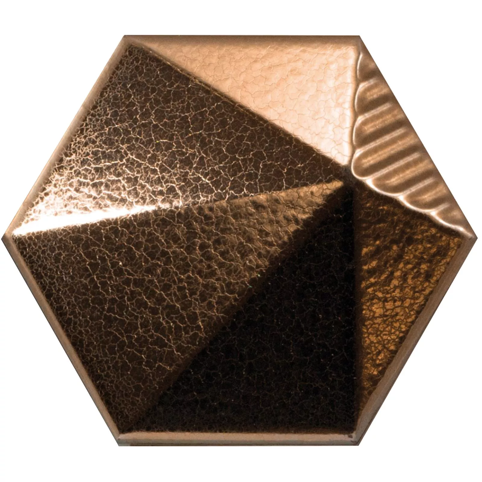 Wandfliesen Rockford 3D Hexagon 12,4x10,7cm Kupfer