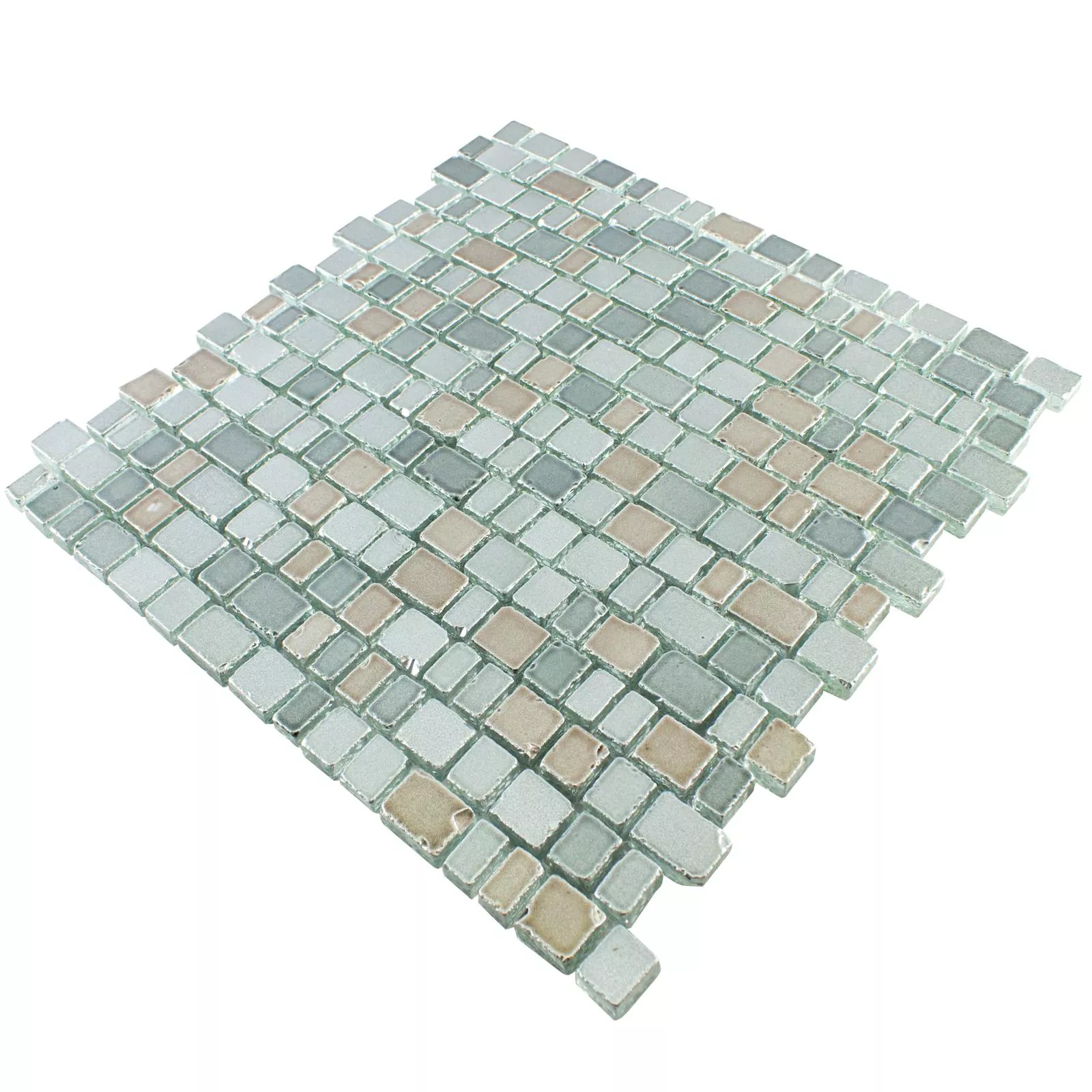 Glas Mosaikfliesen Economy Grau Beige