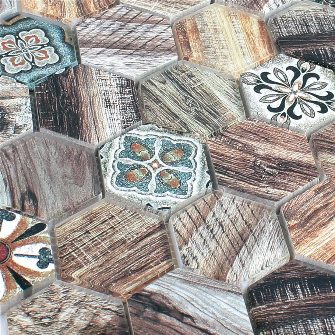 Glas Natursteinmosaik Eritrea Holzoptik Braun Grau