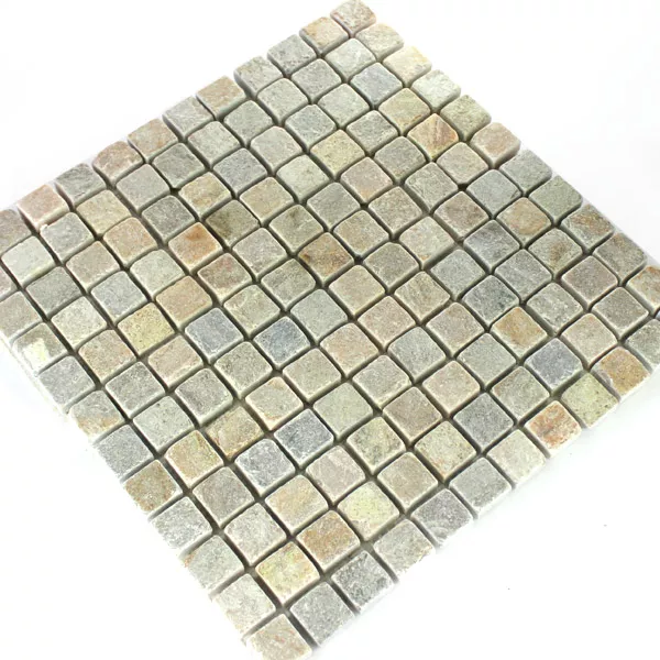 Muster von Mosaikfliesen Quarzit Naturstein Beige Mix