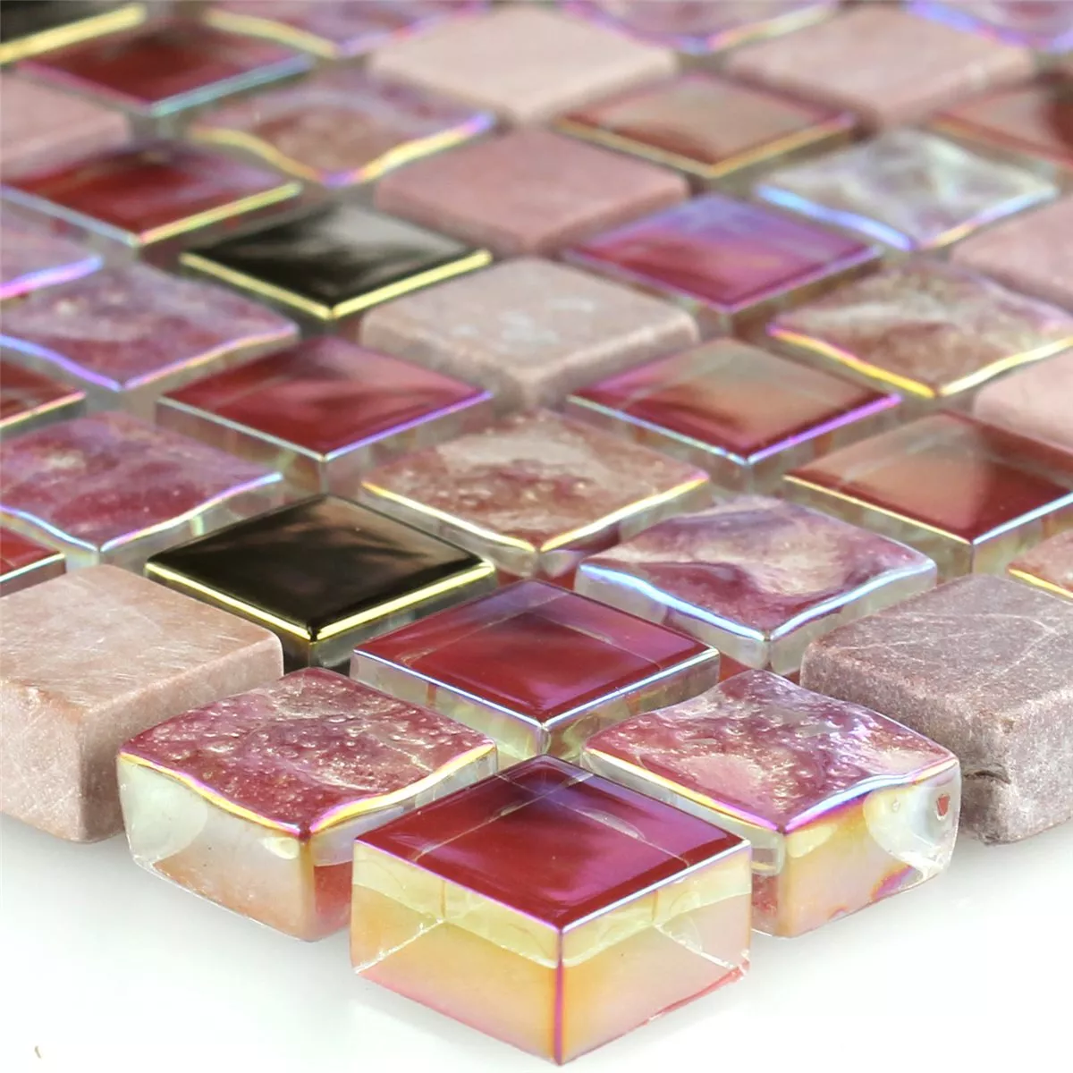 Mosaik Glas Natursten Röd Rosa Guld Mosaik Glas Natursten Röd Rosa Guld