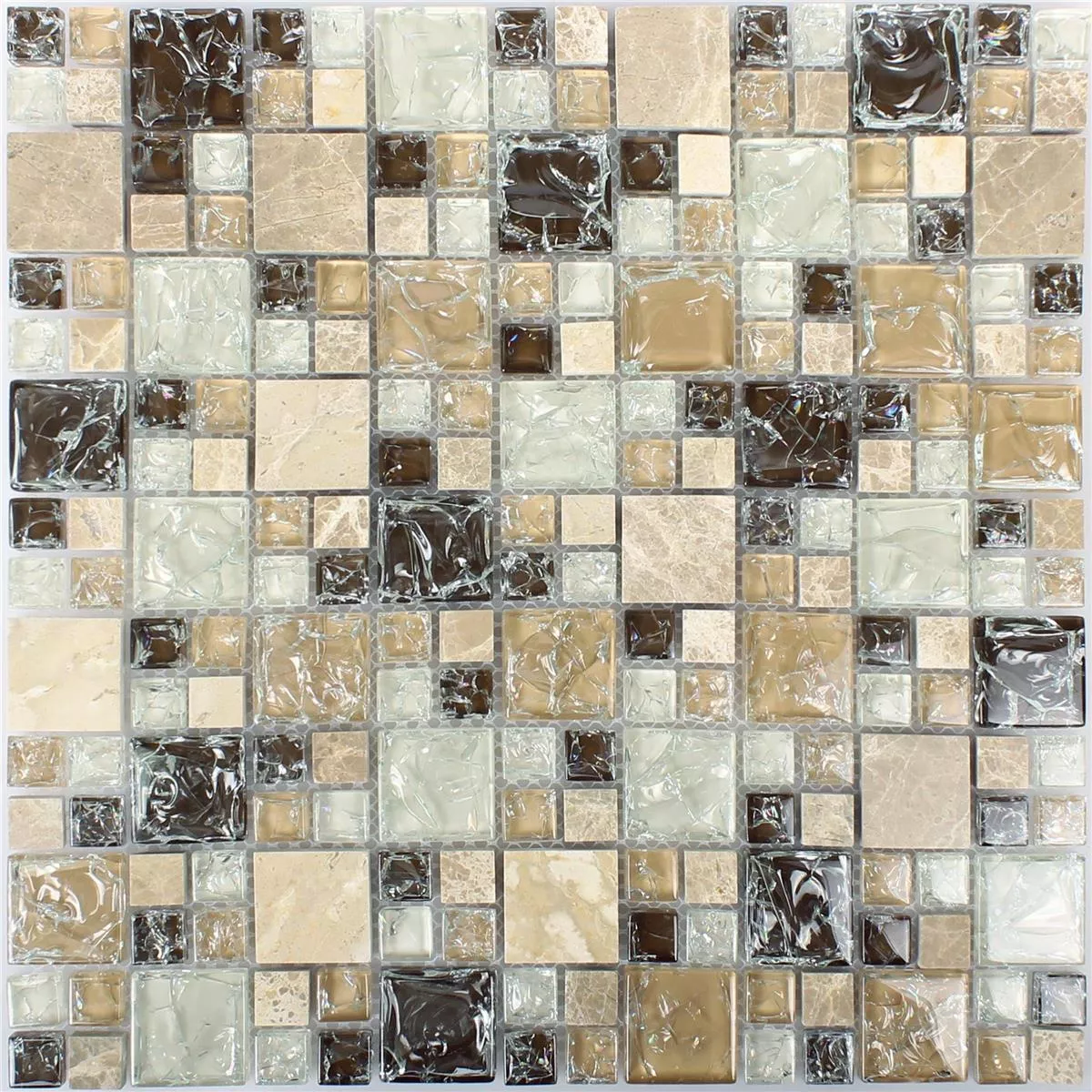 Mosaikfliesen Glas Naturstein Malawi Emperador 2 Mix