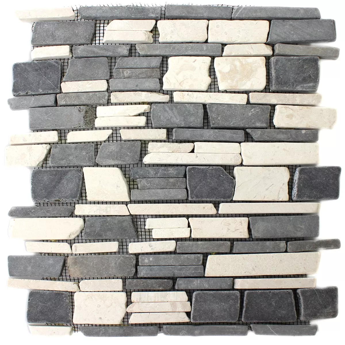 Mosaikfliesen Marmor Naturstein Brick Biancone Java