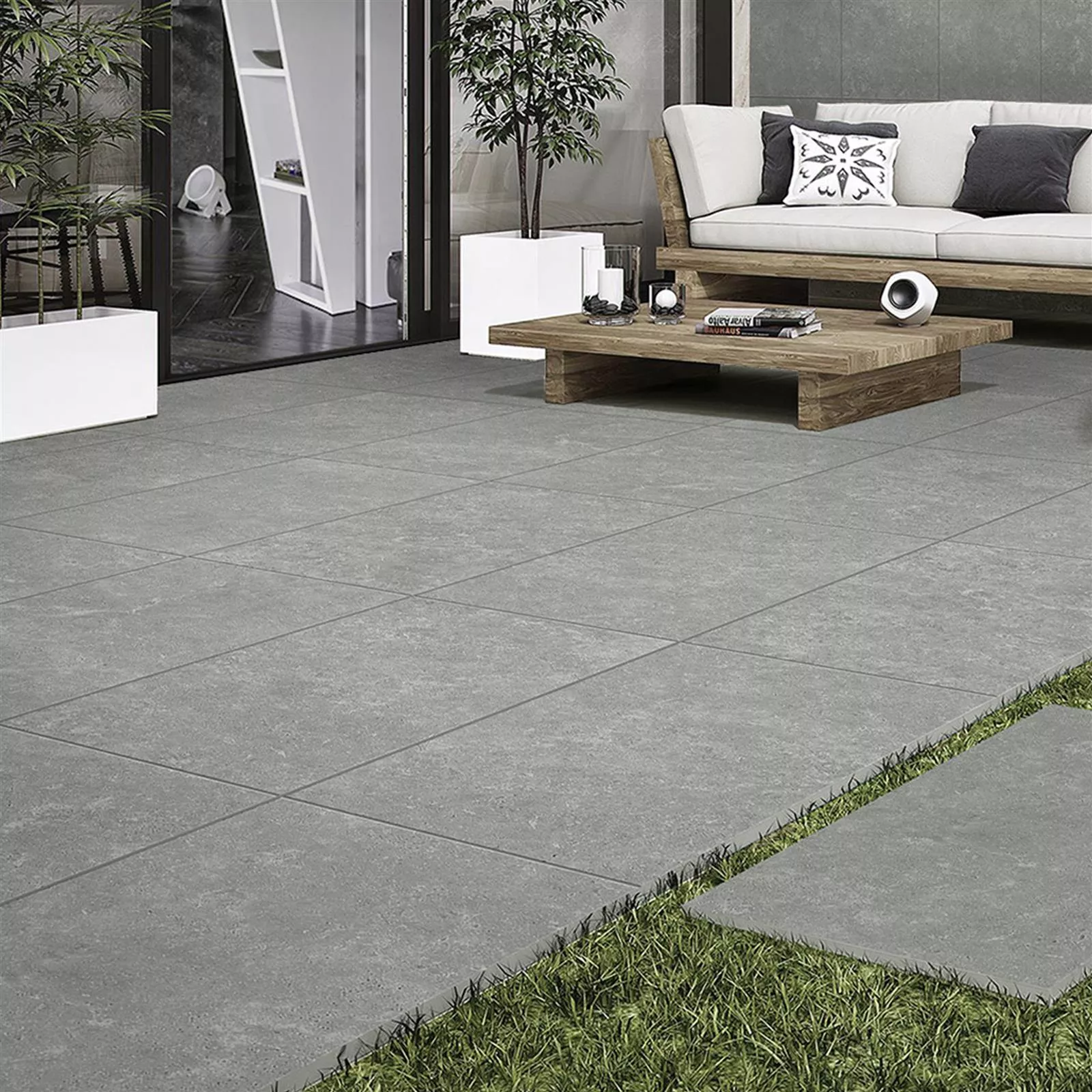 Muster Terrassenplatten Corroy Grau 45x90x2cm