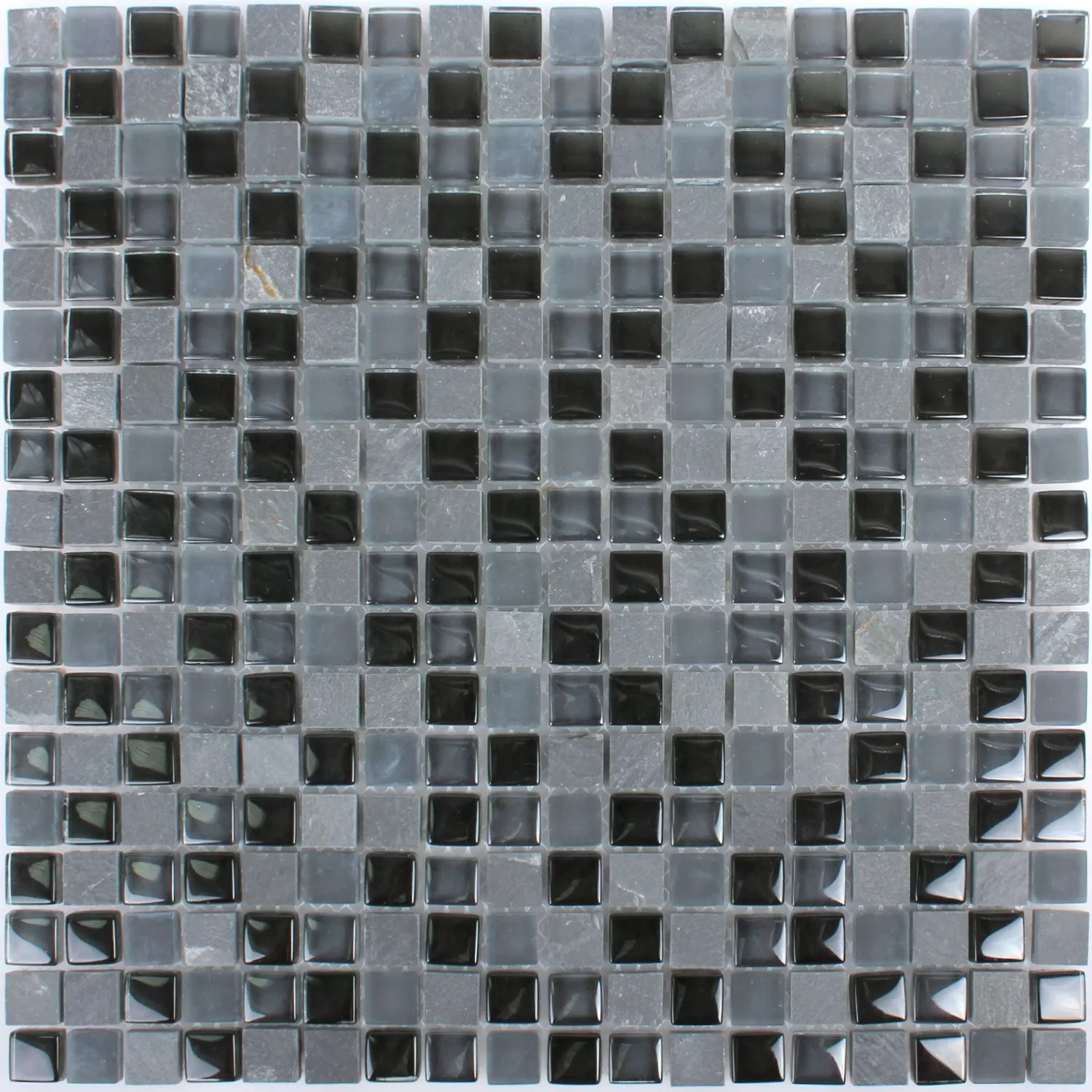 Mosaikfliesen Marmor Java Glasmix Apollo Schwarz 15