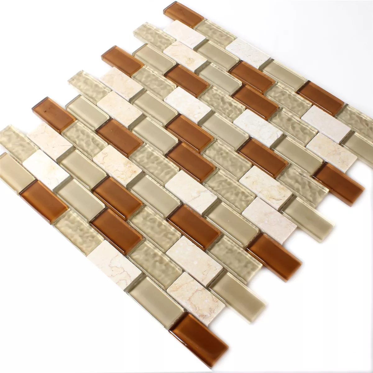 Mosaikfliesen Glas Marmor Beige Mix