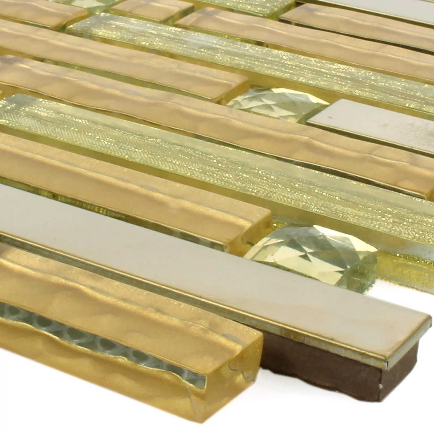 Mosaikfliesen Glas Metall Latoya Gold