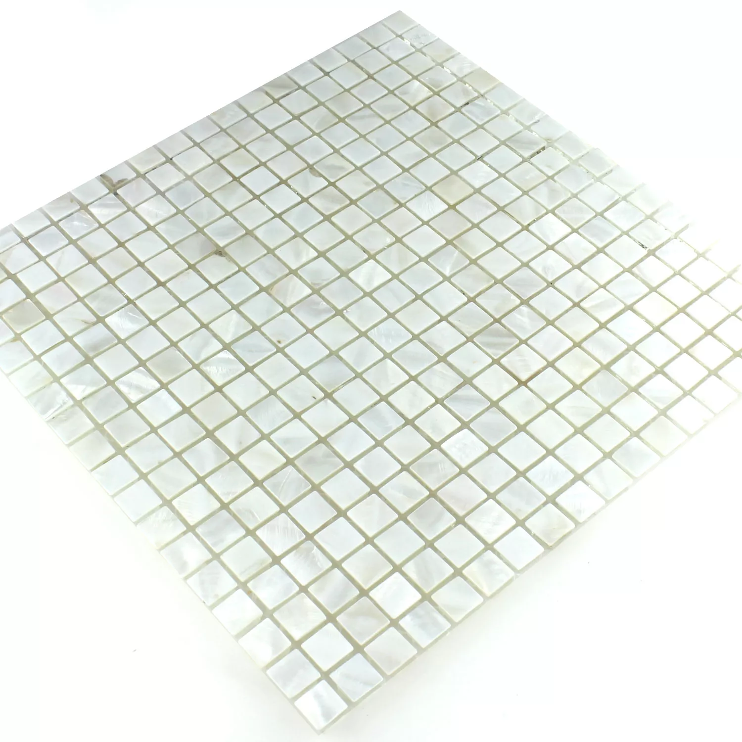 Mosaikfliesen Glas Perlmutt Effekt Elfenbein Weiss 15x15x8mm