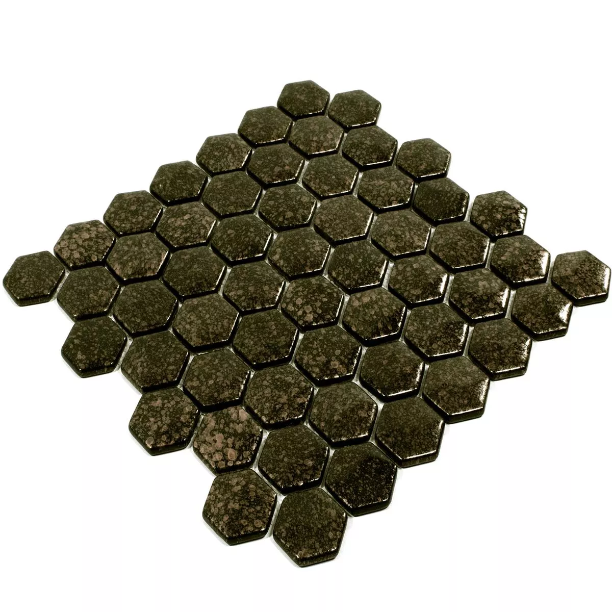 Glasmosaik Fliesen Leopard Hexagon 3D Gold