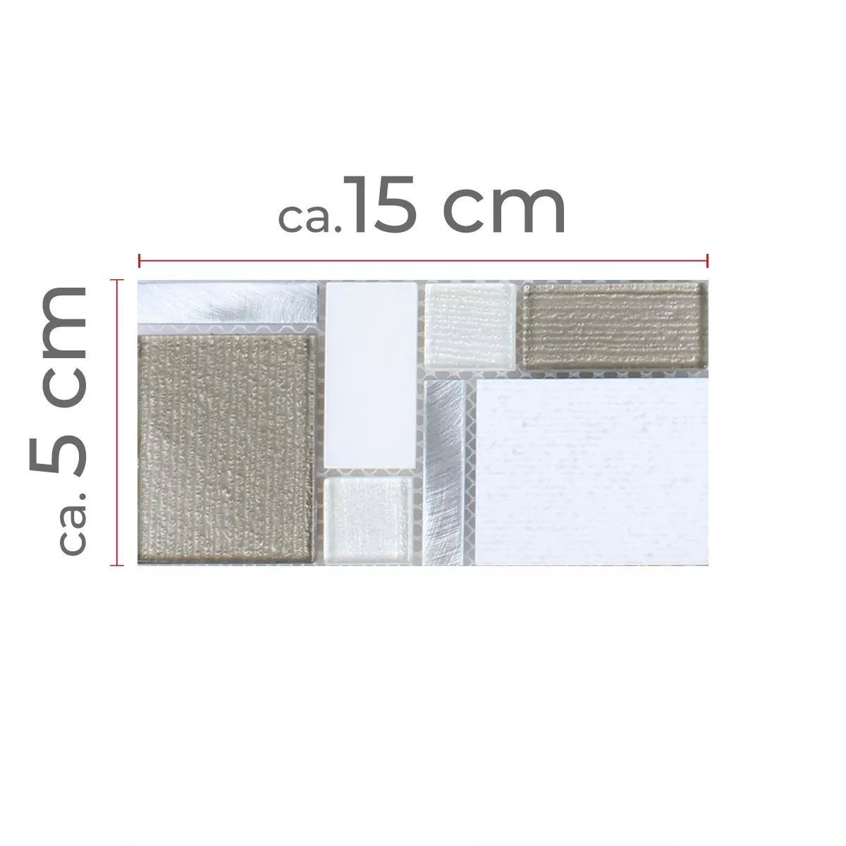 Muster von Mosaikfliesen Material Mix Echo Weiss Beige