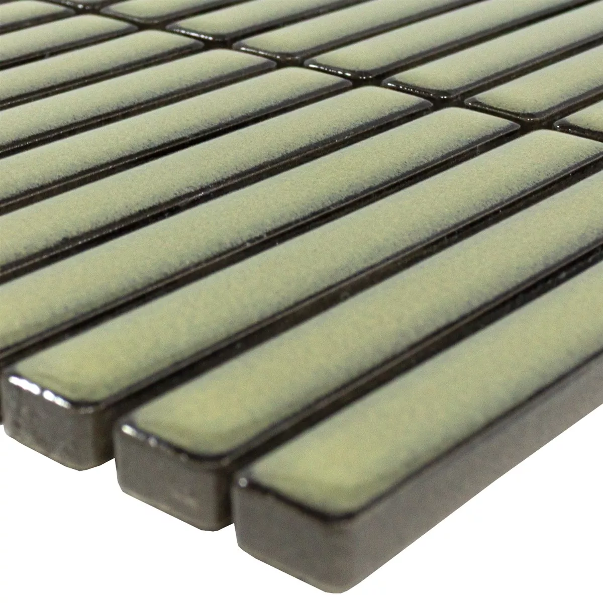 Mosaikfliese Wallachia Grün Glänzend 12x92x8 mm