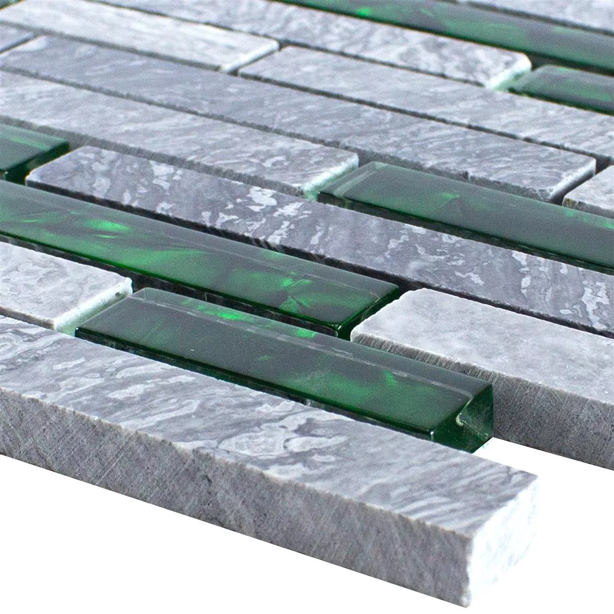 Glas Natursten Mosaik Plattor Sinop Grå Grön Brick Glas Natursten Mosaik Plattor Sinop Grå Grön Brick