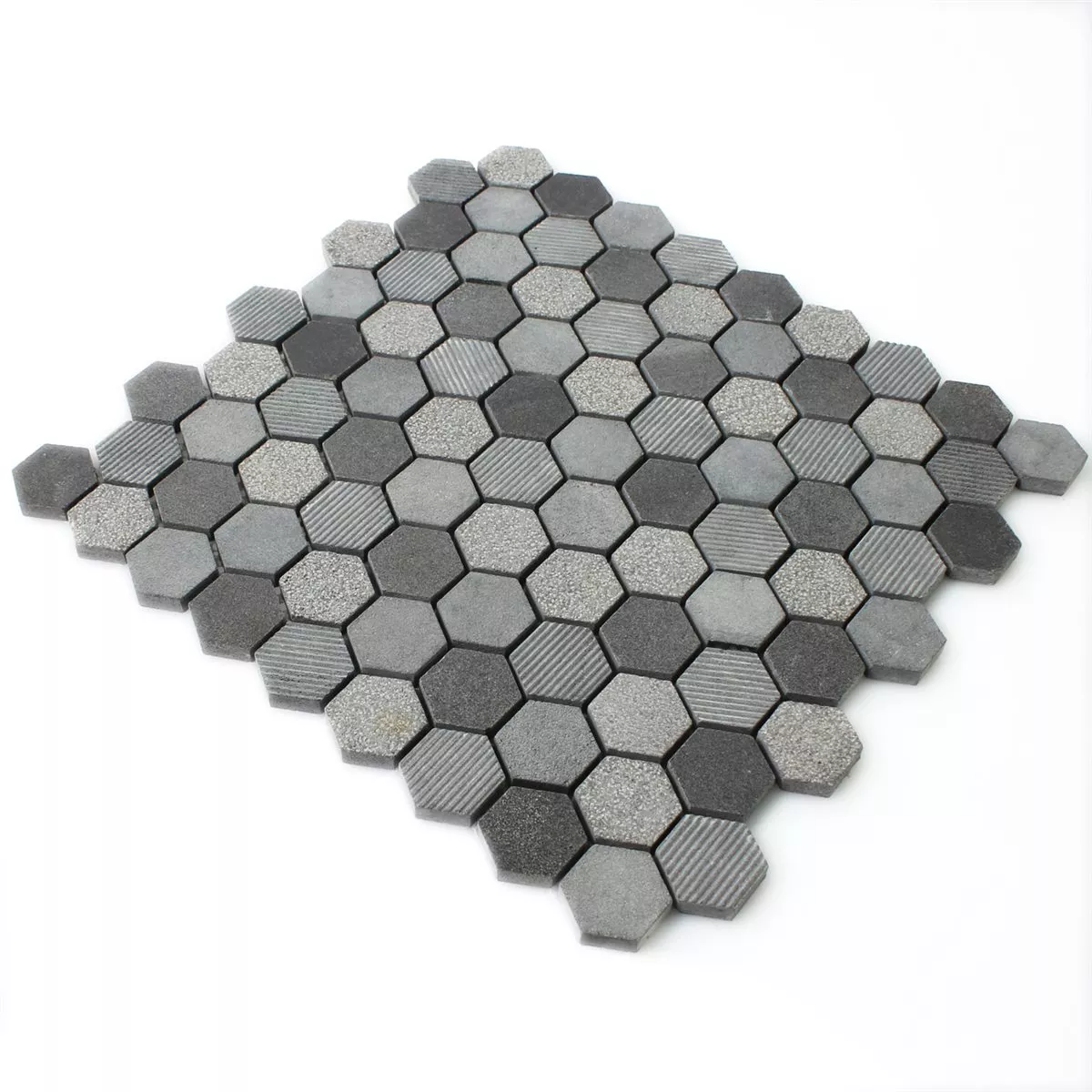 Mosaikfliesen Hexagon Naturstein Notte Anthrazit