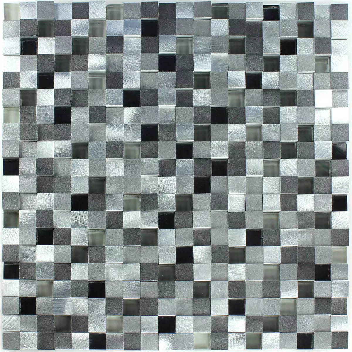 Mosaikfliesen Aluminium Glas 3D Design Black Mix