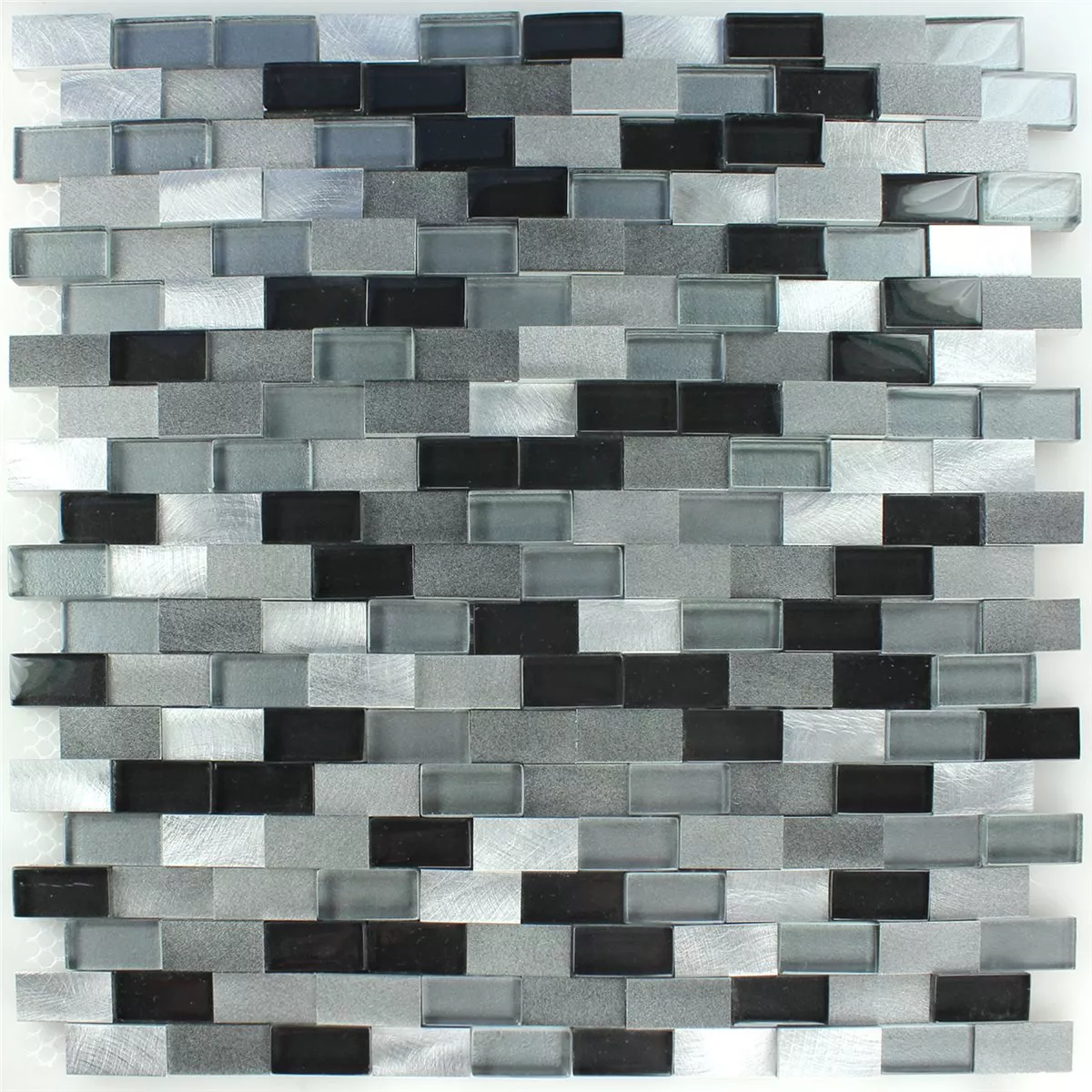 Mosaikfliesen Aluminium Glas Design 3D Schwarz Silber