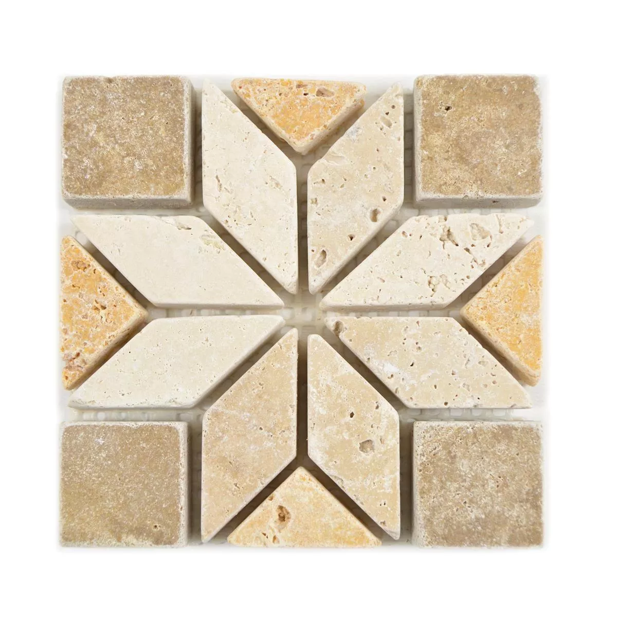 Natursten Rosone Drexel Brun Beige Guld 10x10cm Natursten Rosone Drexel Brun Beige Guld 10x10cm