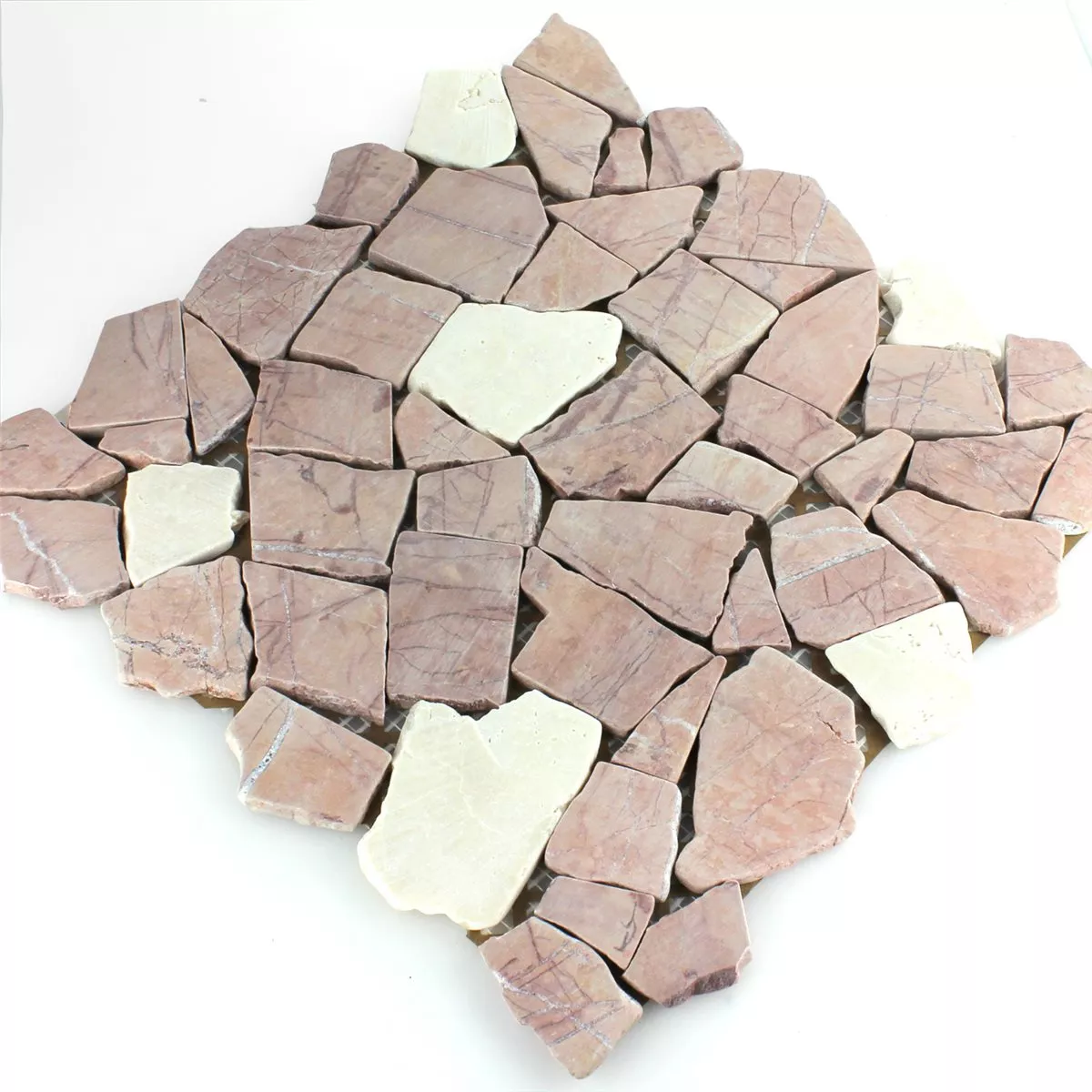 Mosaikfliesen Marmor Bruch Rosso Verona Cream