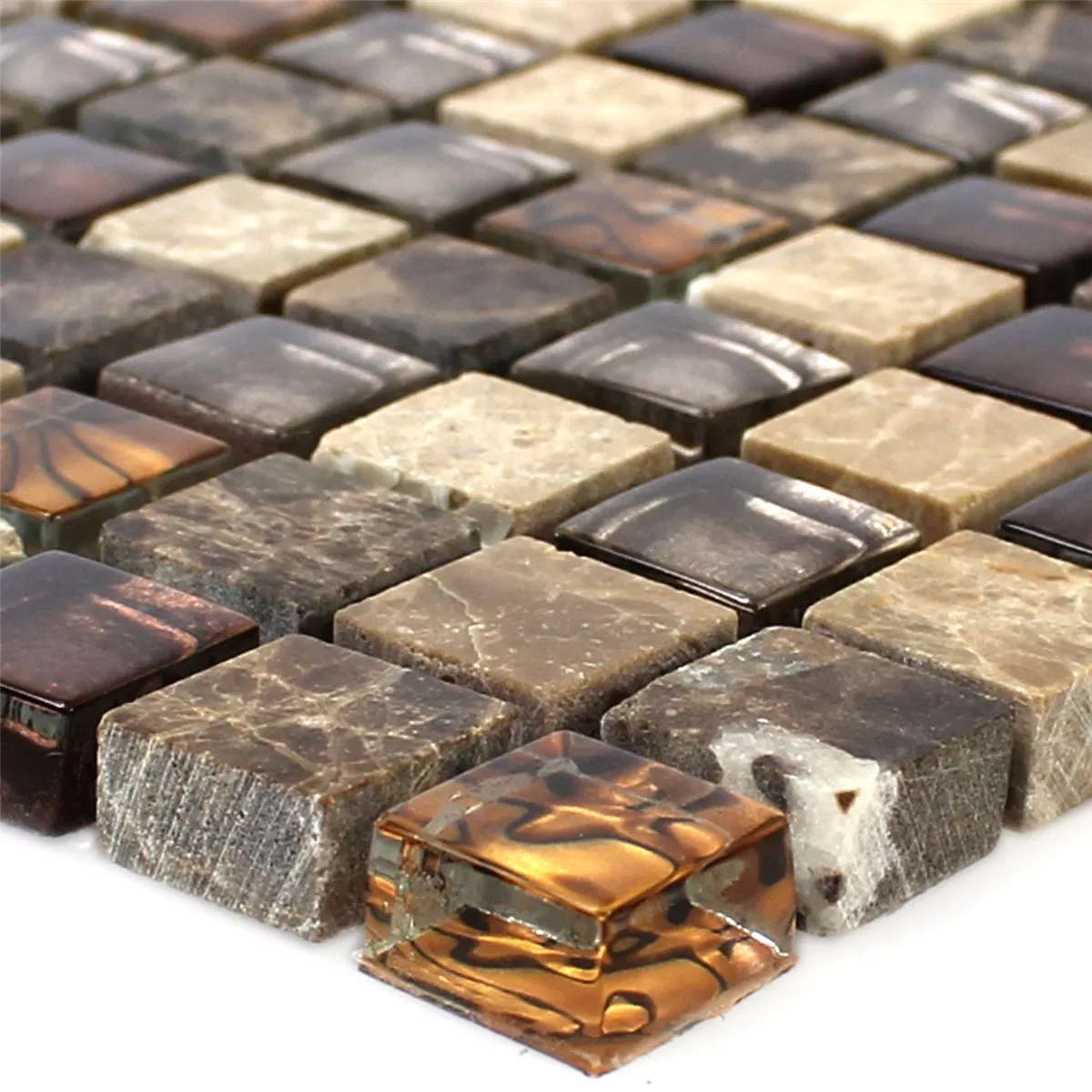 Glas Naturstein Mosaikfliesen Bergamo Beige Braun
