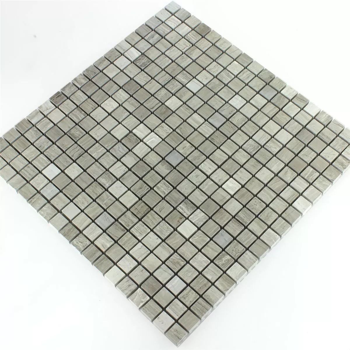 Mosaikfliesen Marmor 15x15x8mm Schlamm Grau Poliert