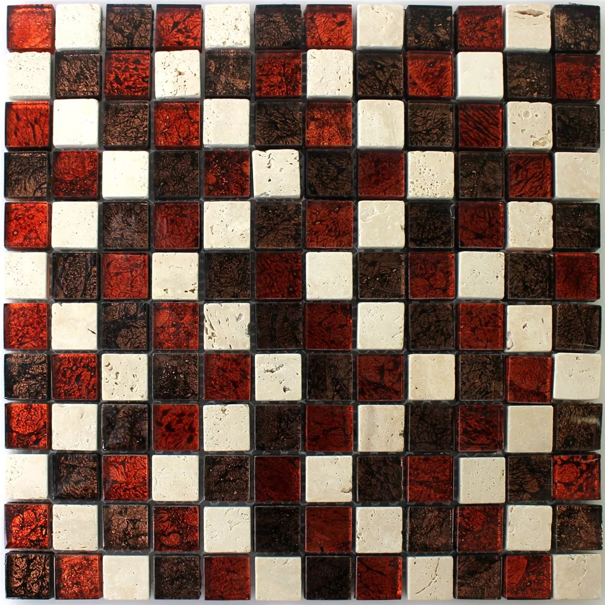 Mosaikfliesen Naturstein Glas Rot Braun Beige