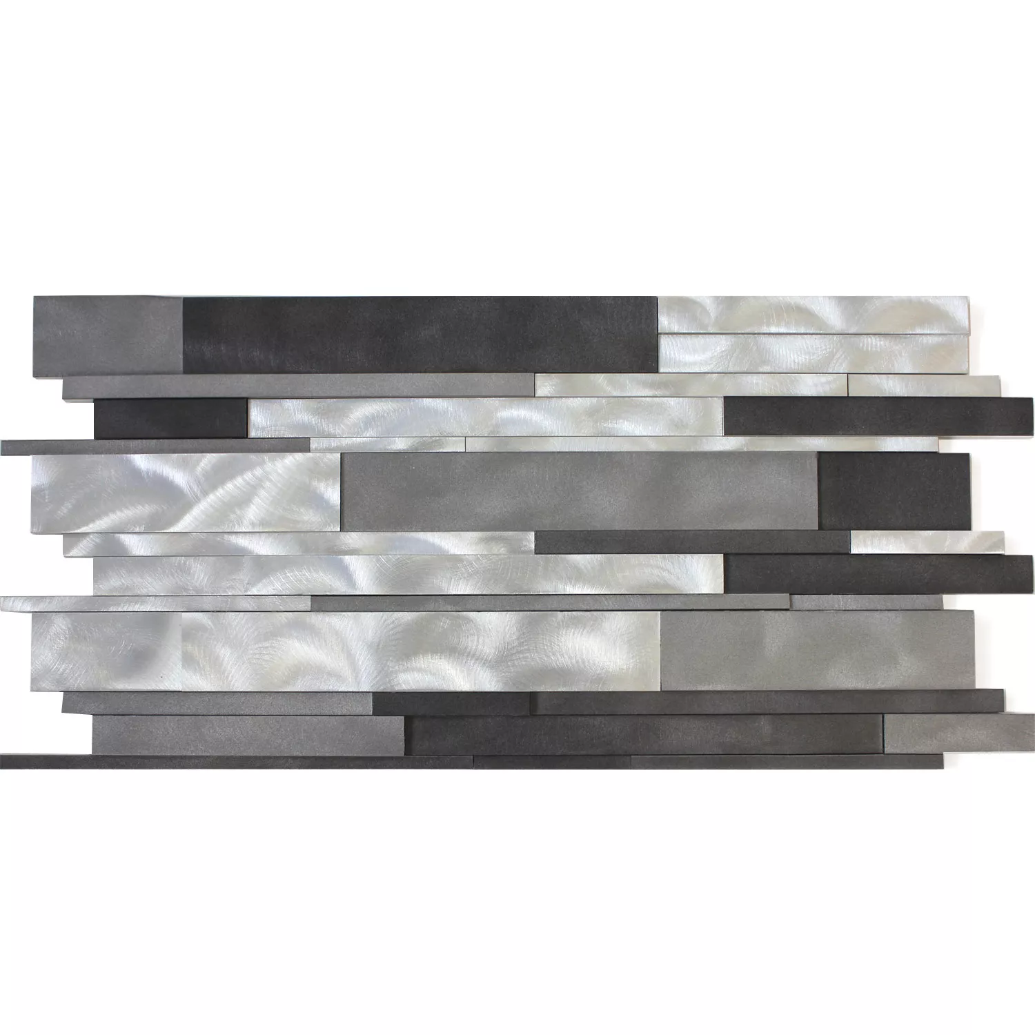 Mosaikfliesen Aluminium Talara Schwarz Silber 300x600mm