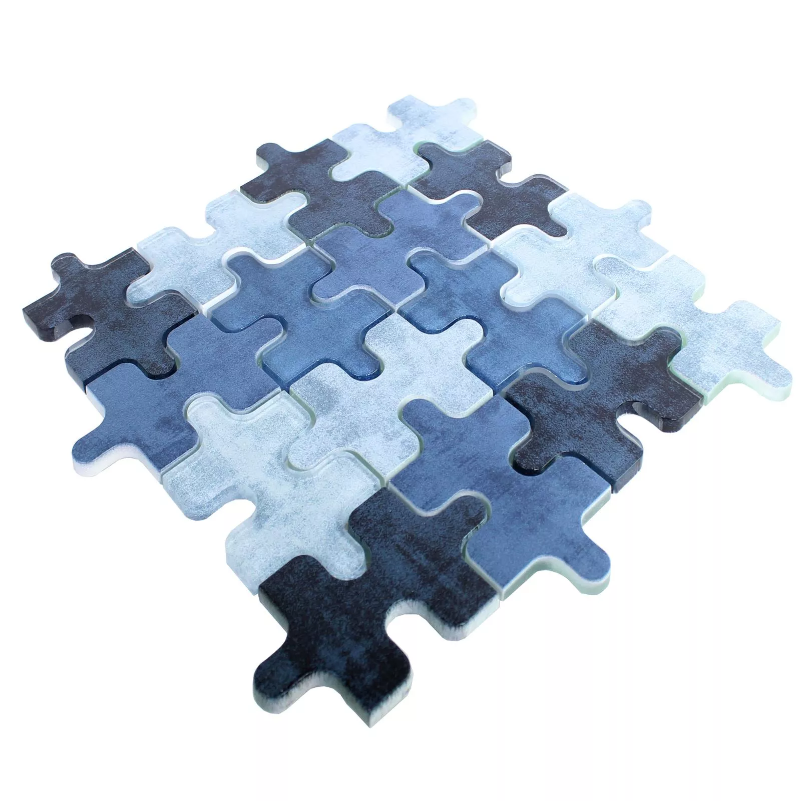 Glasmosaik Fliesen Puzzle Blau