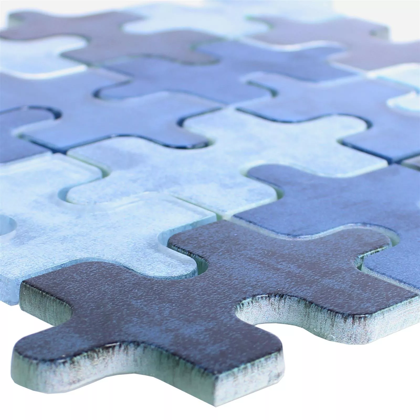 Glasmosaik Fliesen Puzzle Blau