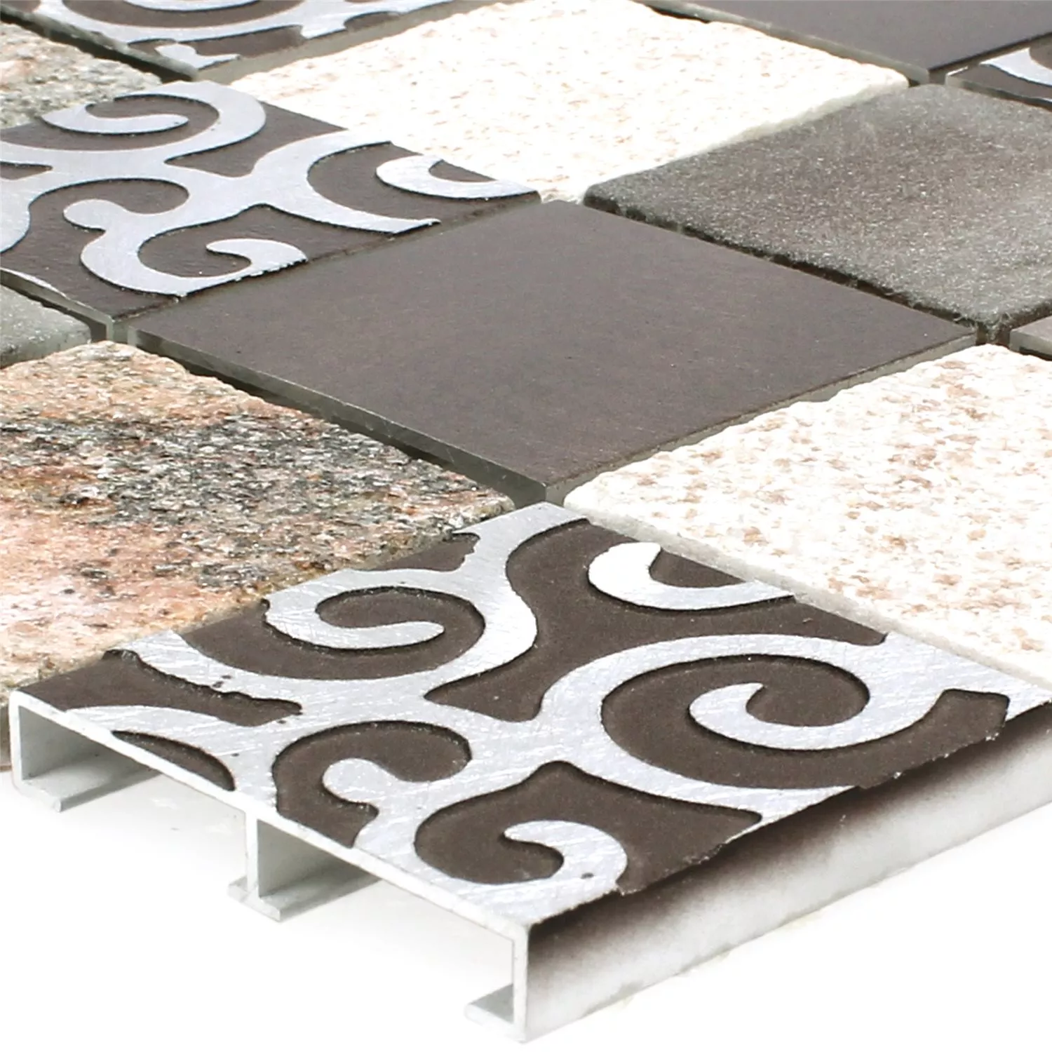 Mosaik Glas Natursten Aluminium Valdivia Brun Mosaik Glas Natursten Aluminium Valdivia Brun