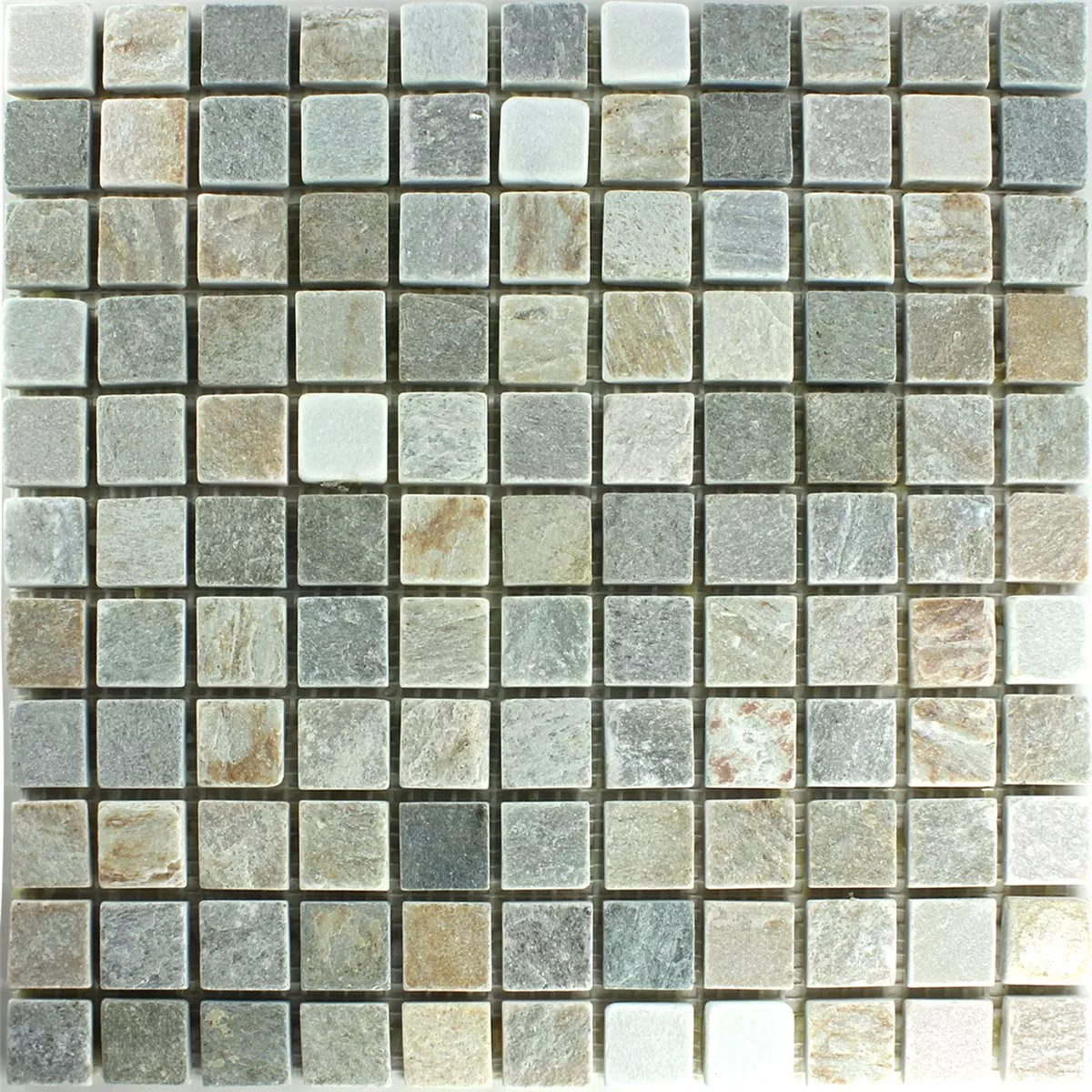 Naturstein Quarzit Mosaik Fliesen Beige Grau 22x22mm