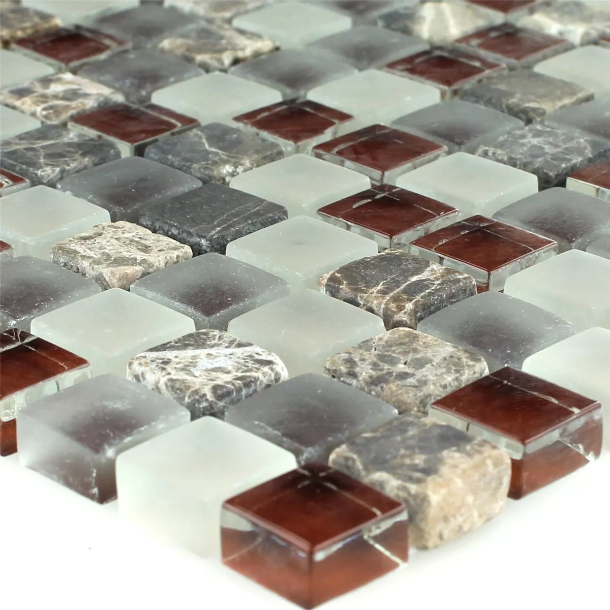 Mosaikfliesen Glas Marmor 15x15x8mm Braun