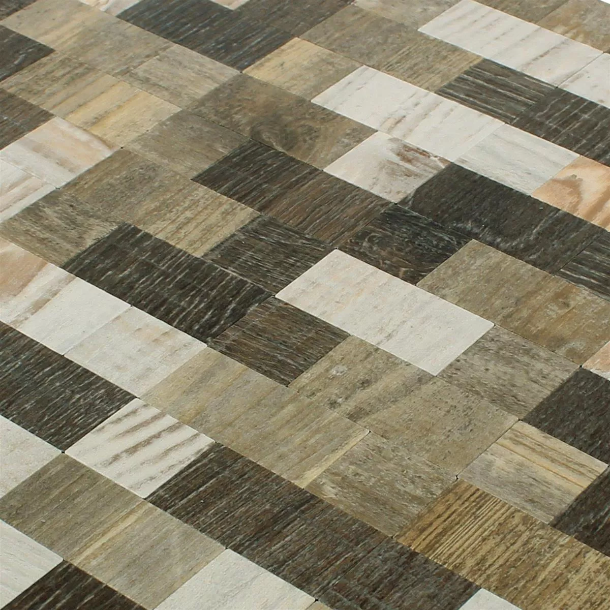 Mosaikfliesen Selbstklebend Holzoptik Arkansas Braun Beige