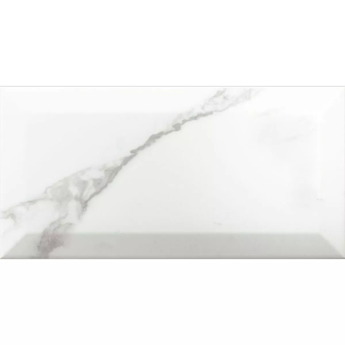 Metro Kakel Girona Marmor Optik Med Fasett Vit Matt 10x20cm Metro Kakel Girona Marmor Optik Med Fasett Vit Matt 10x20cm