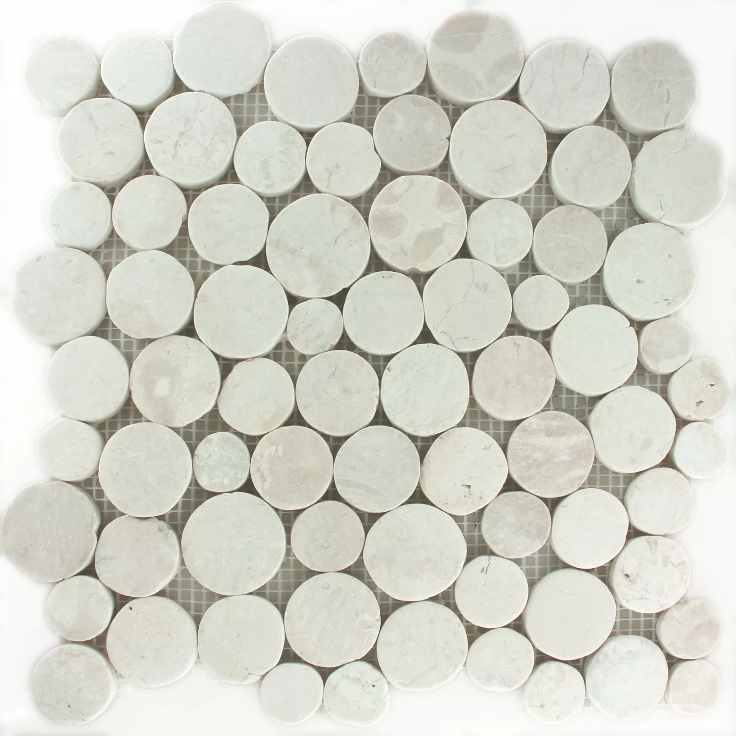 Mosaik Småsten Coin Rund Vit Mosaik Småsten Coin Rund Vit