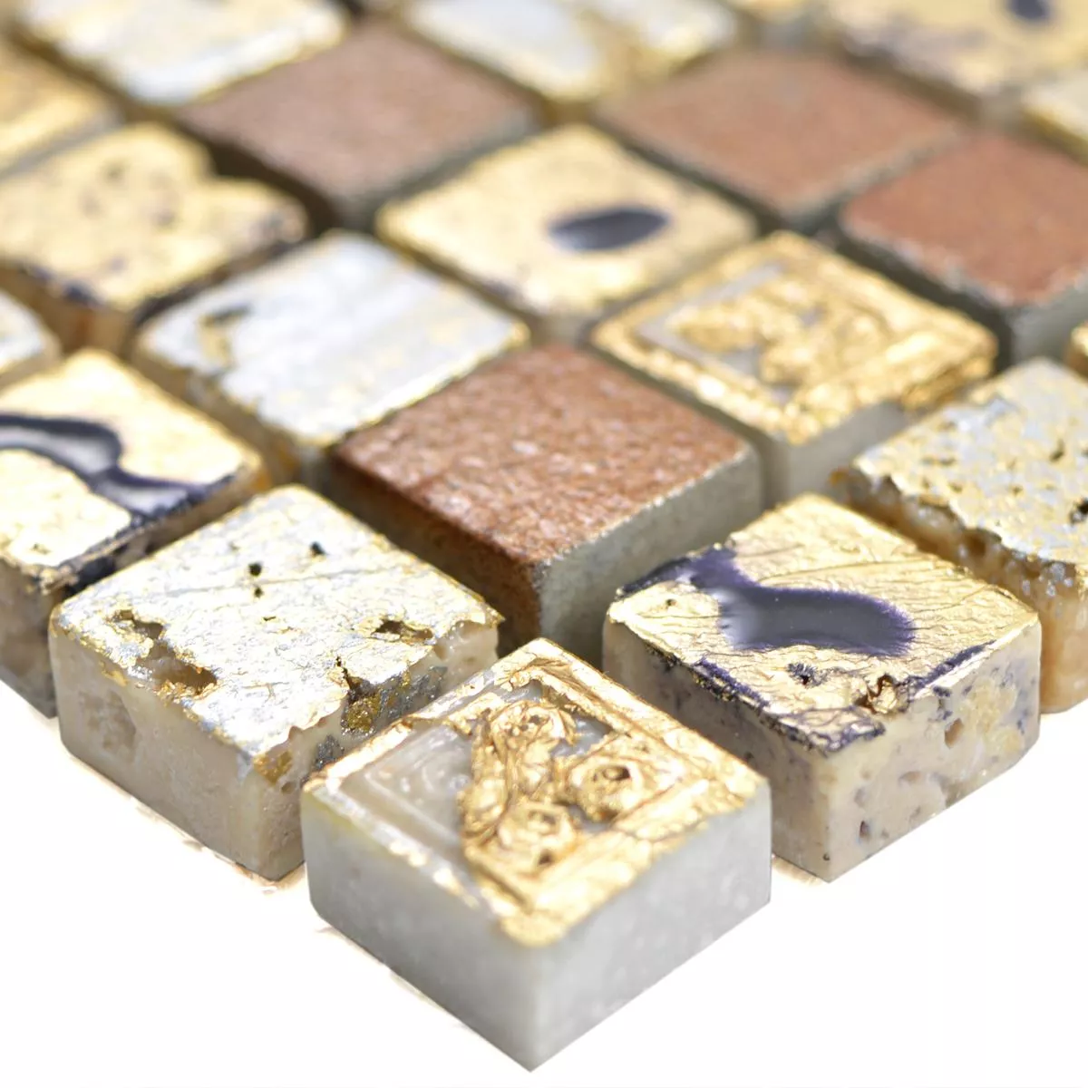 Naturstein Resin Mosaikfliesen Lucky Gold Bronze