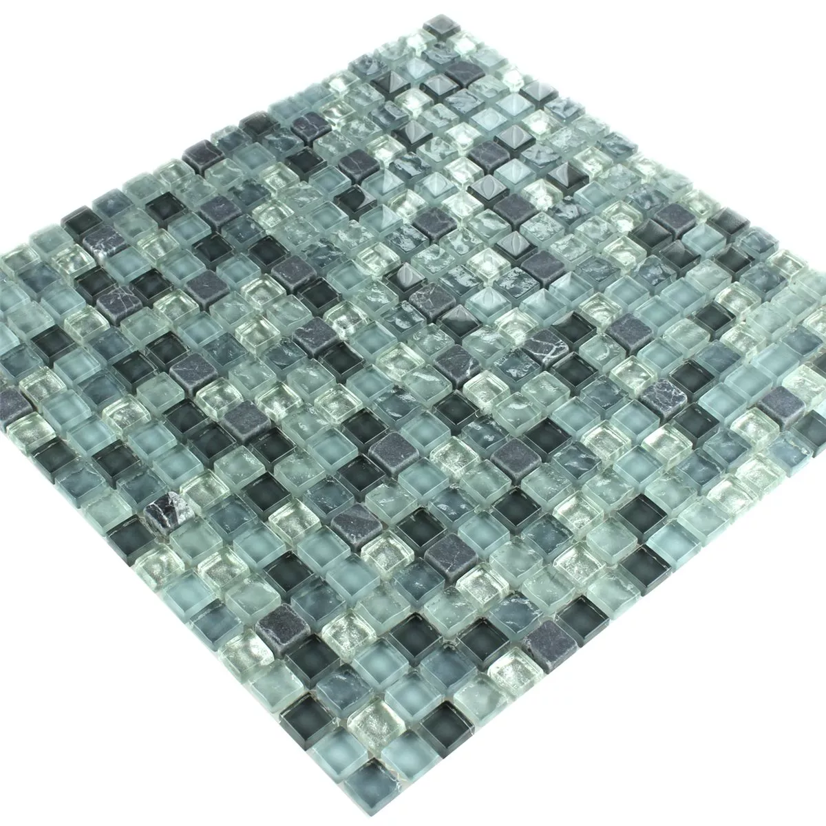 Mosaikfliesen Marmor Glas Grau Mix 15x15x8mm