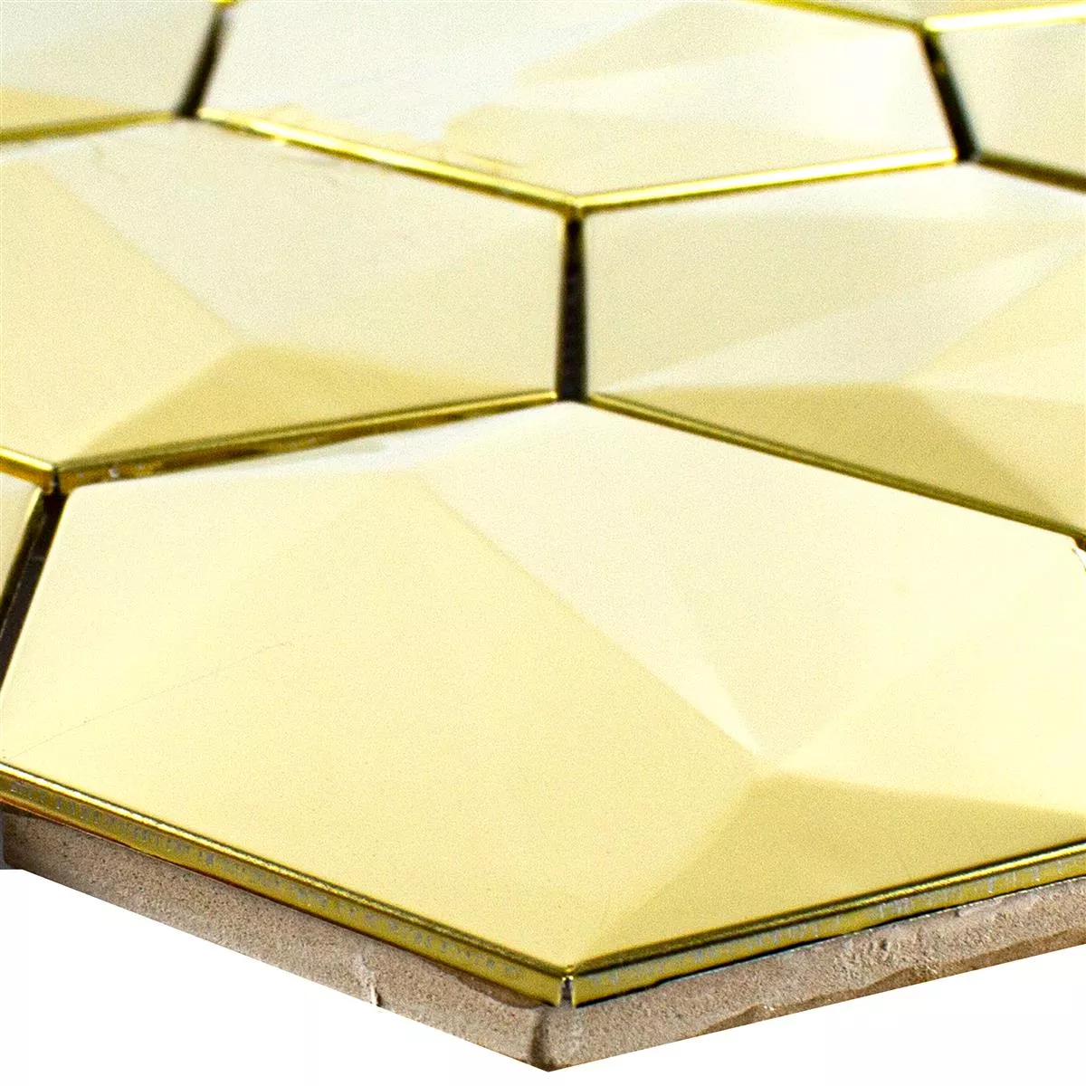 Rostfritt Stål Mosaik Durango Hexagon 3D Guld Rostfritt Stål Mosaik Durango Hexagon 3D Guld