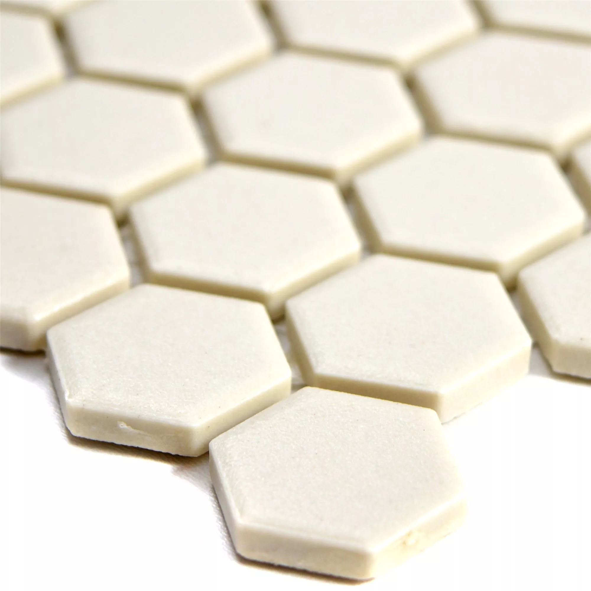 Keramik Mosaikfliesen Hexagon Zeinal Unglasiert Hellbeige R10B