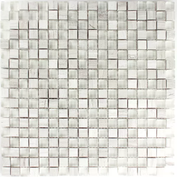 Mosaikfliesen Glas Marmor Grau Mix 15x15x8mm