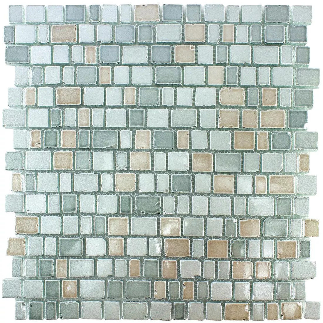 Glas Mosaikfliesen Economy Grau Beige