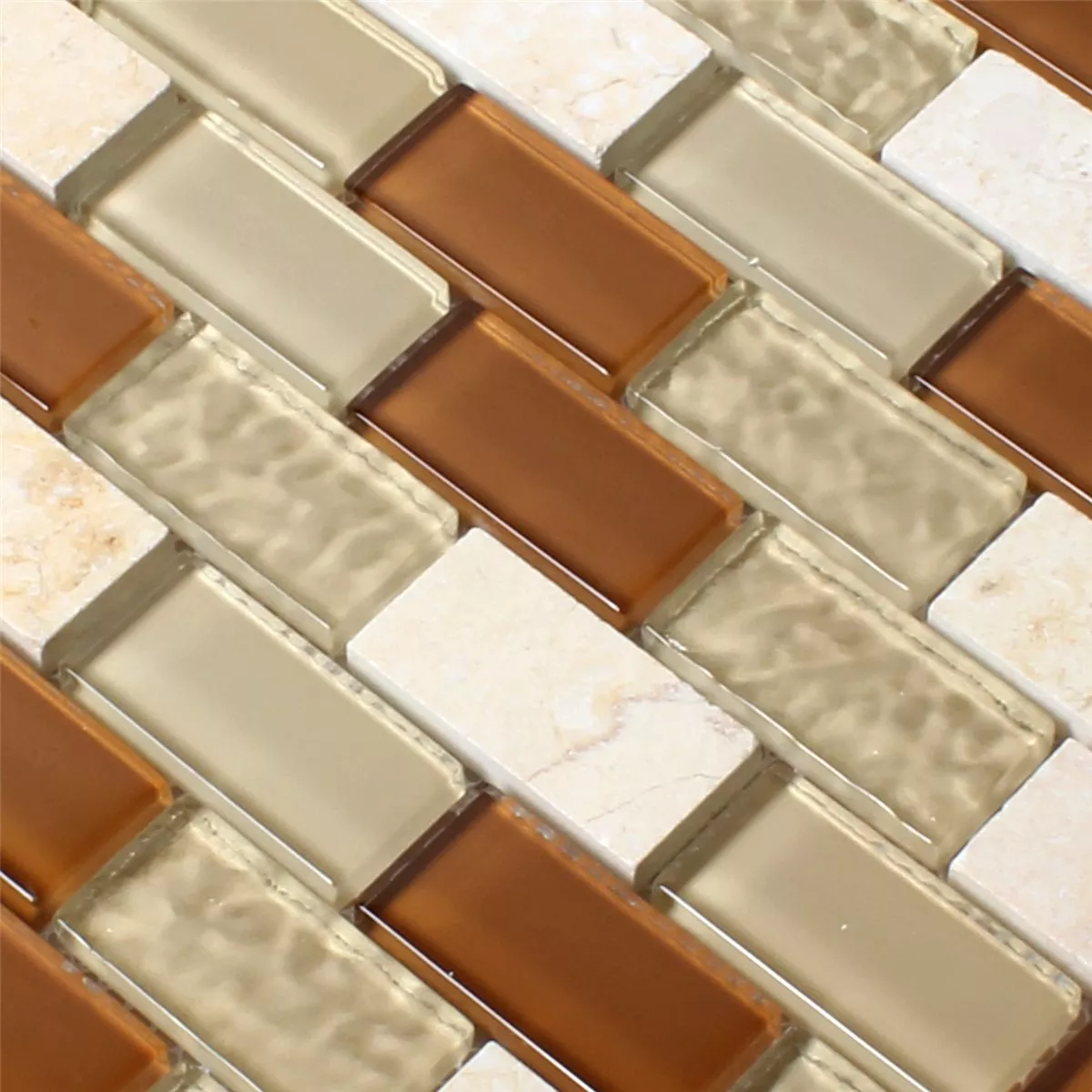 Mosaikfliesen Glas Marmor Beige Mix