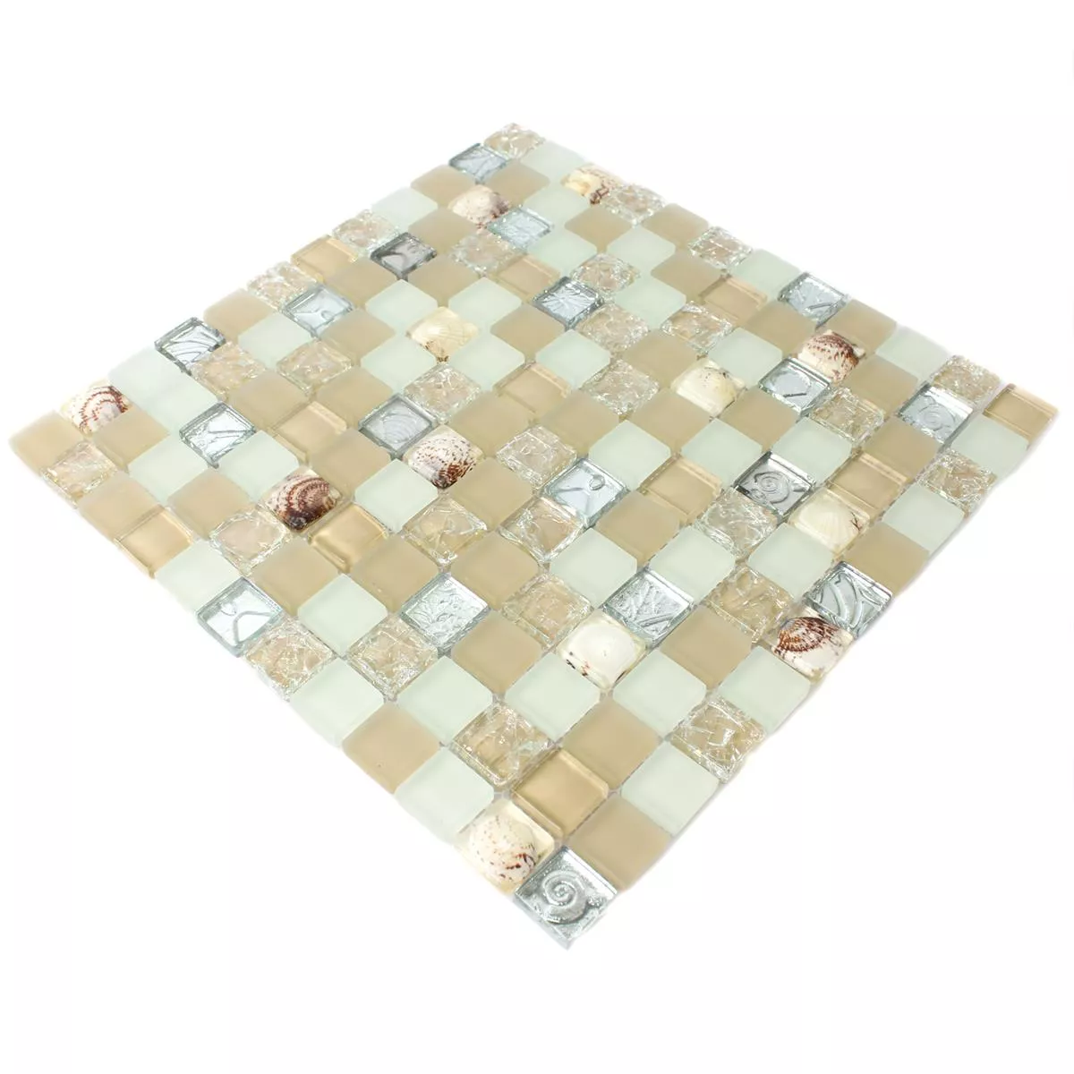 Glas Muschel Mosaikfliesen Byron Beige Mix