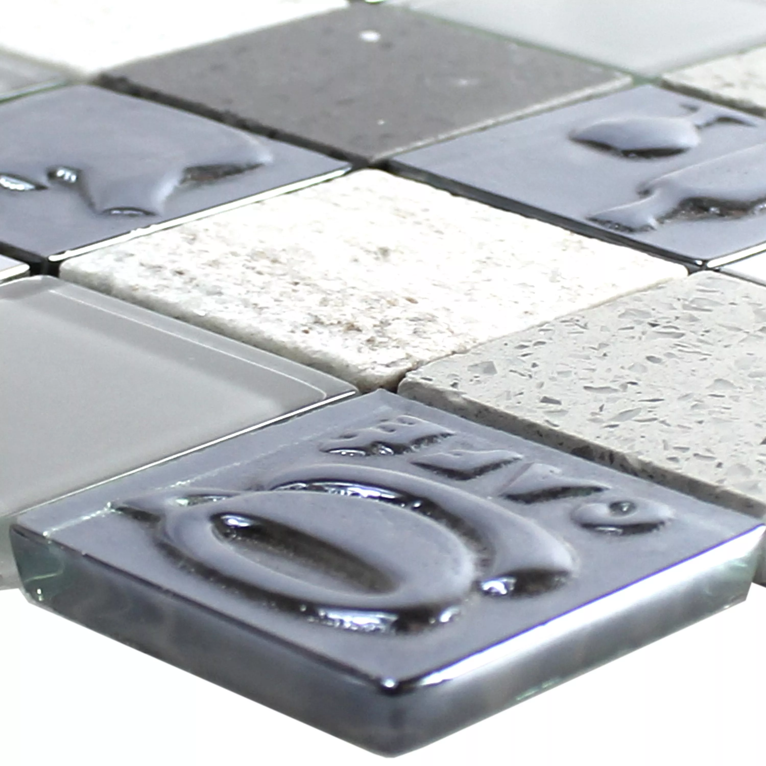 Glas Rostfritt Stål Natursten Mosaik Emporia Grå Silver Glas Rostfritt Stål Natursten Mosaik Emporia Grå Silver
