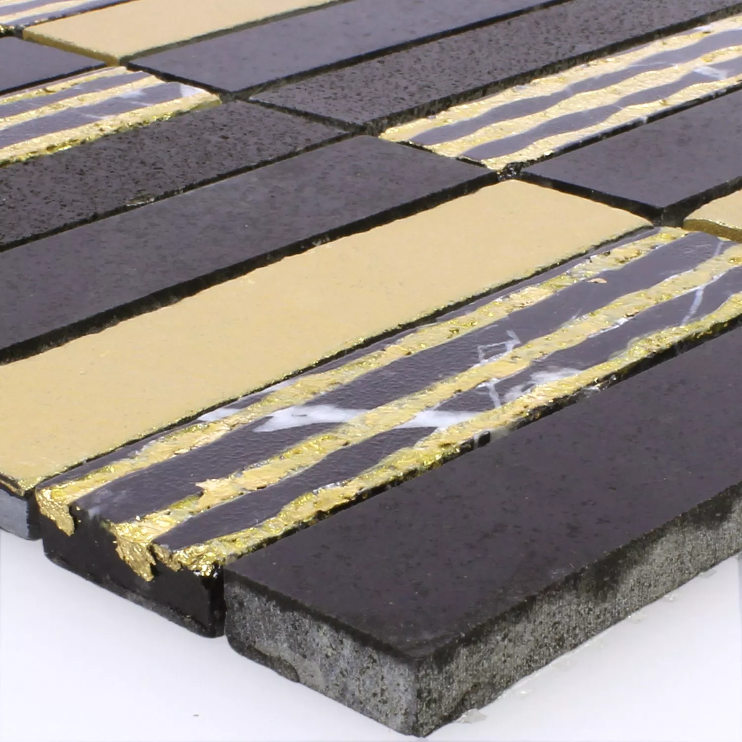 Natursten Mosaik Carving Guld Svart Natursten Mosaik Carving Guld Svart