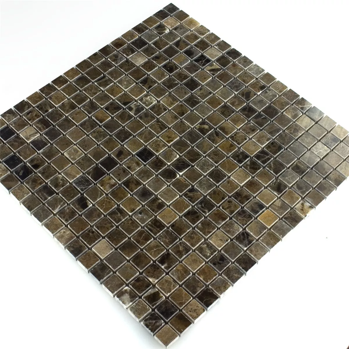 Mosaikfliesen Marmor Braun Poliert 15x15x7,5mm