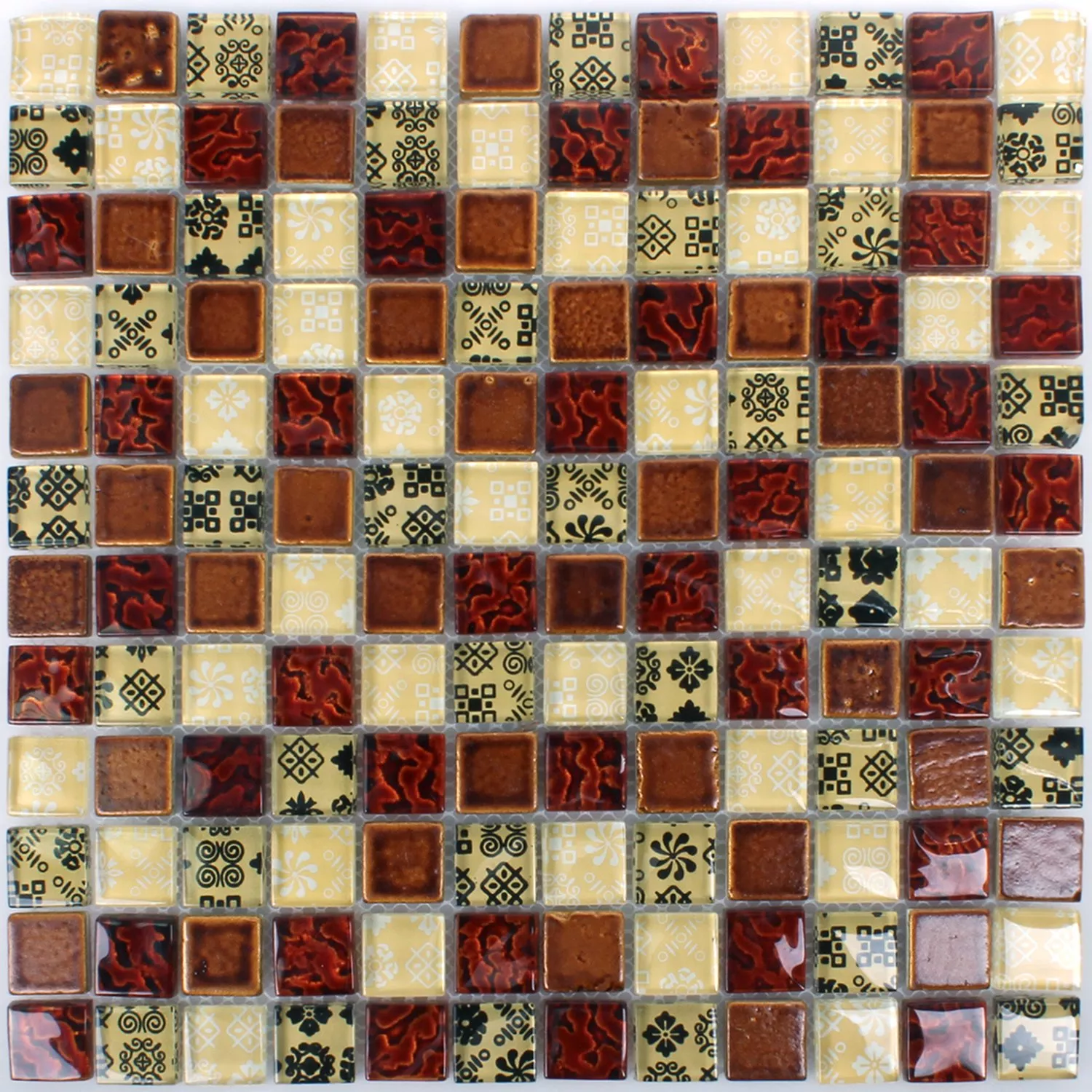 Mosaikfliesen Resin Glas Belmont Rot Beige