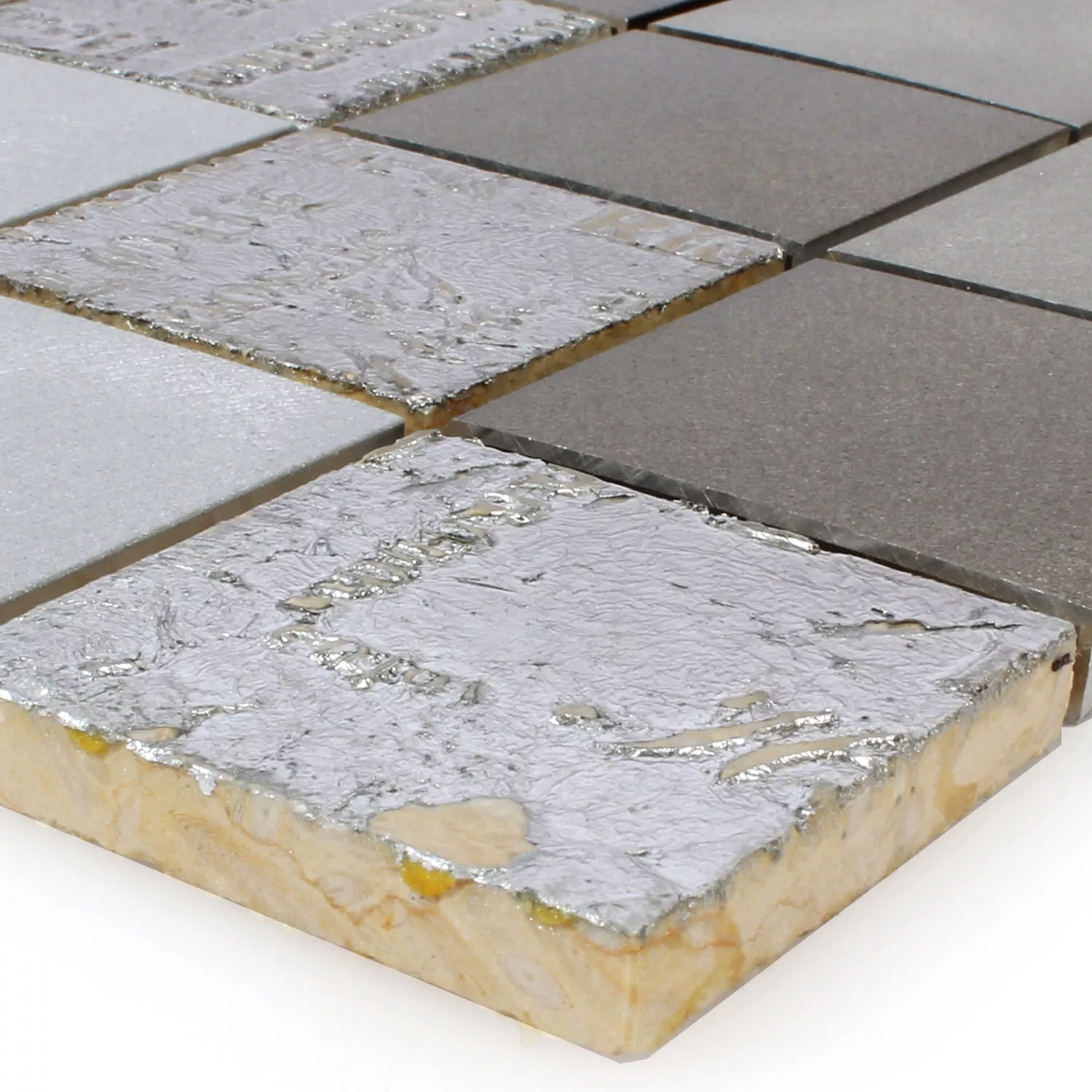 Mosaik Metall Natursten Parole Brun Silver Mosaik Metall Natursten Parole Brun Silver