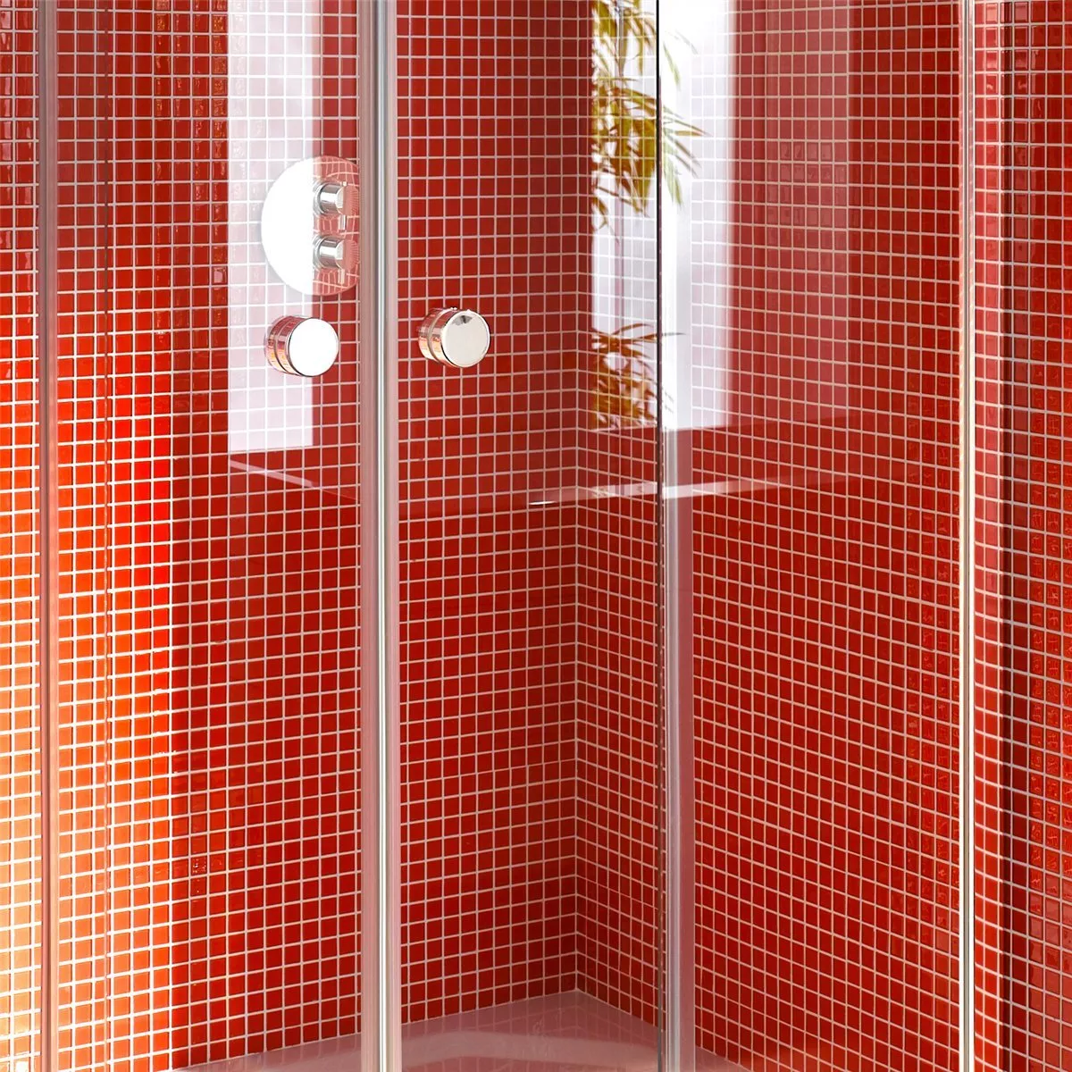 Mosaikfliesen Glas Rot Uni 25x25x4mm