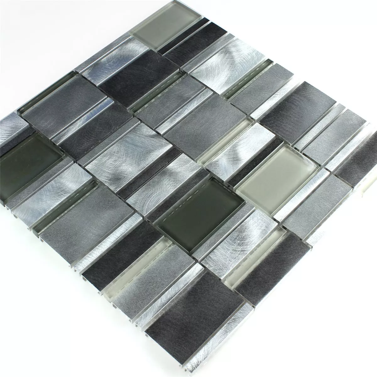 Mosaikfliesen Aluminium Glas Grau Silber