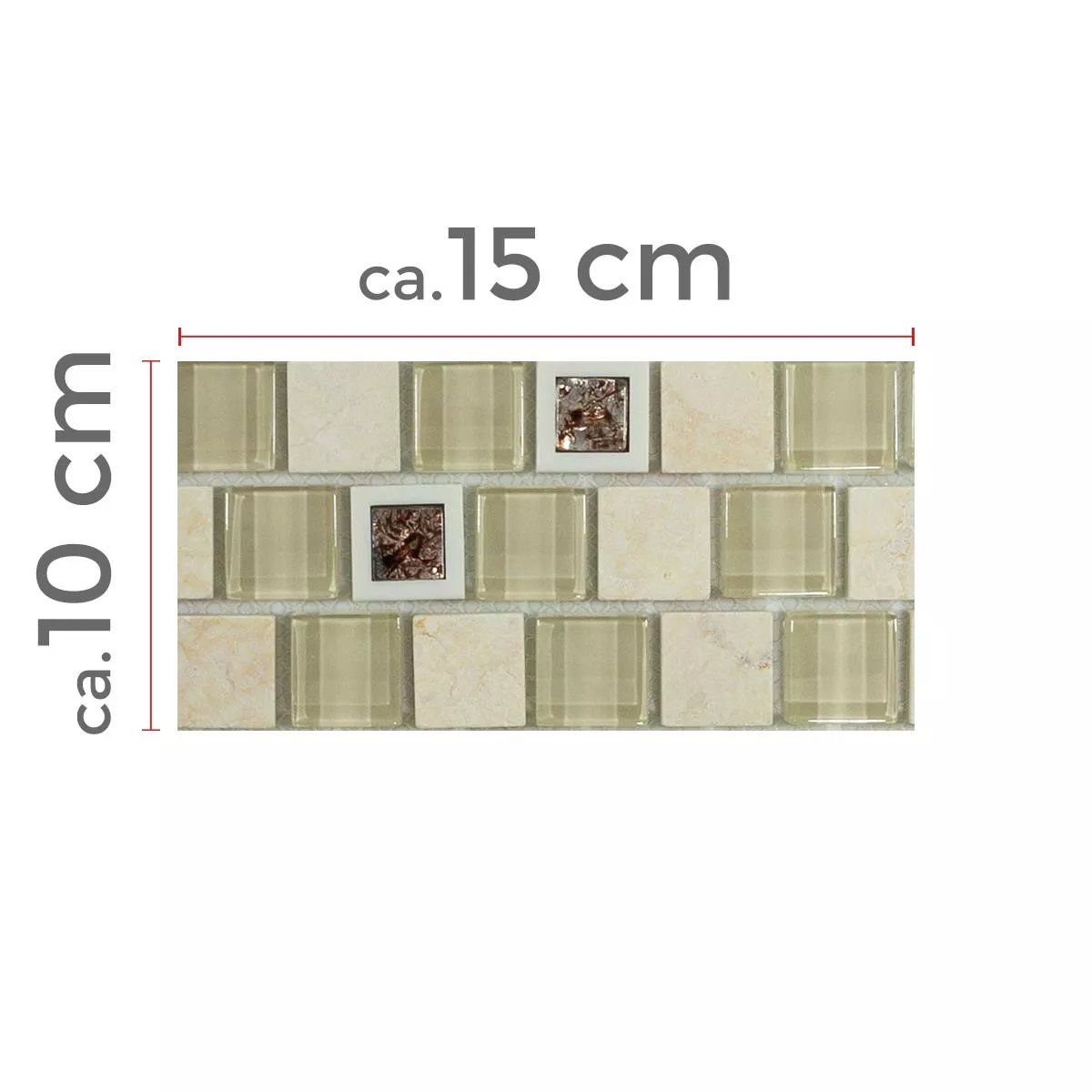 Muster von Glas Kunststoff Naturstein Mosaik Lunaquell Beige