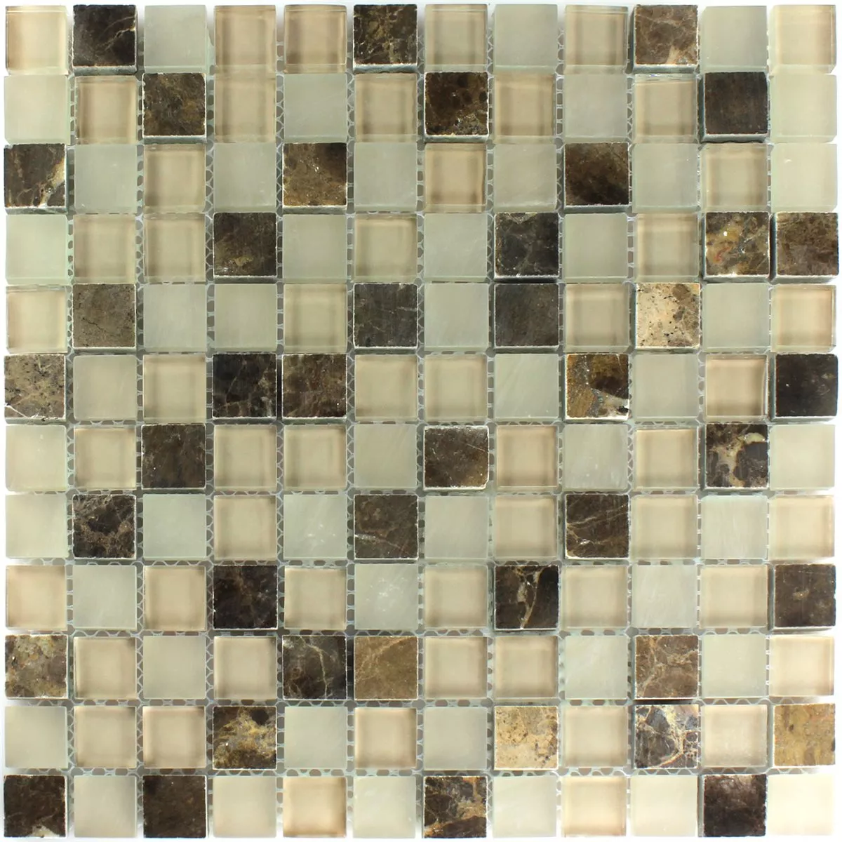 Mosaikfliesen Glas Marmor Quebeck Braun 23x23x8mm